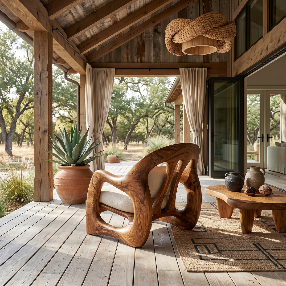 Handcrafted Organic Wood Armchair for Cozy Minimalist Living