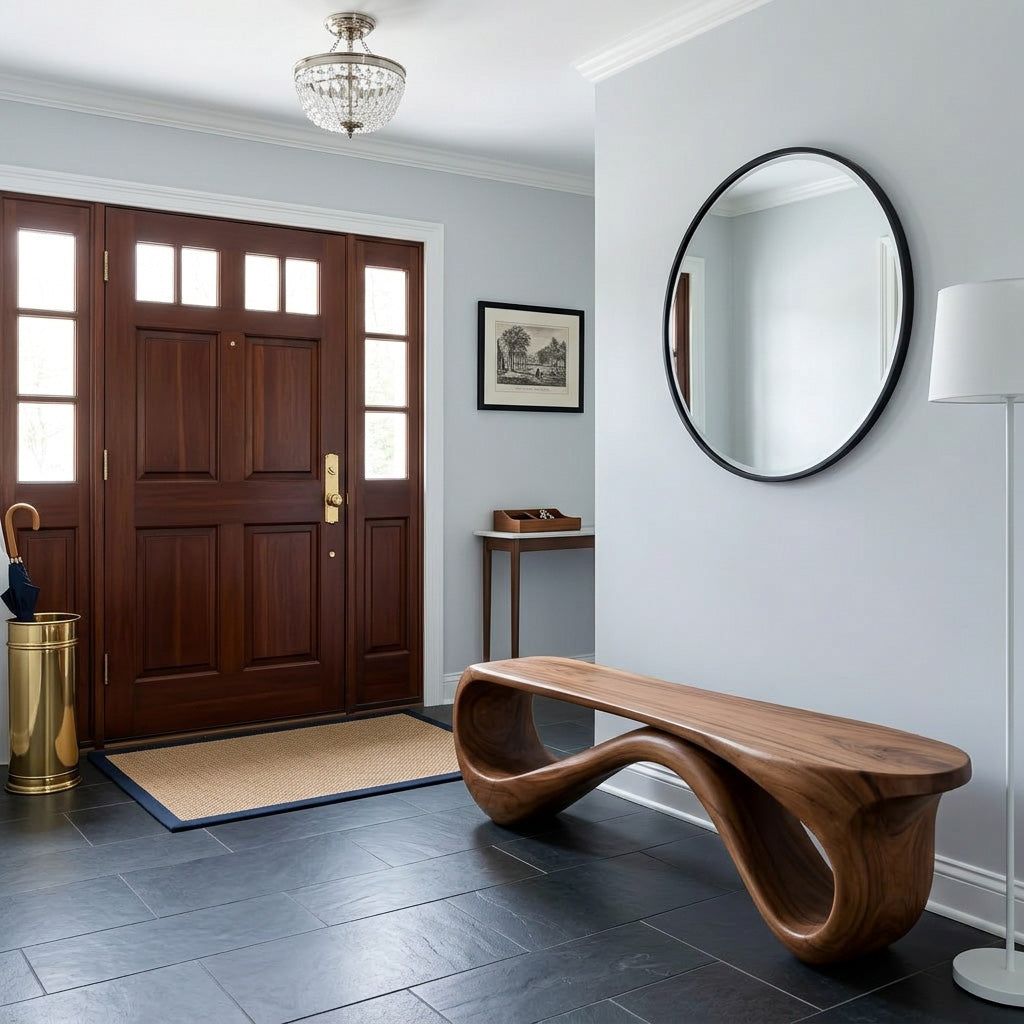 Contemporary Natural Wood Bench For Home Entry Decor