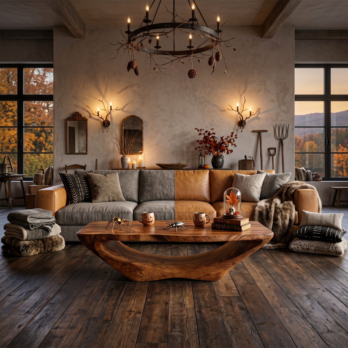 Farmhouse Live Edge Coffee Table Entryway Design Rustic Halloween