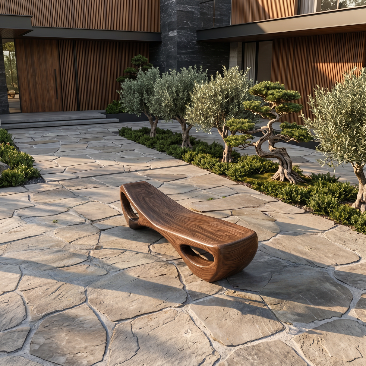 Organic Sculptural Entryway Bench For Luxury Entryway Decor
