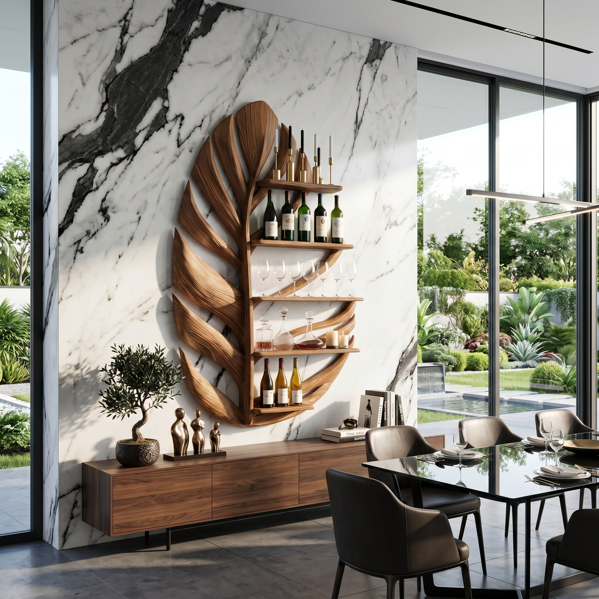 Modern Wall Wine Holder For Kitchen Dining Storage Nook