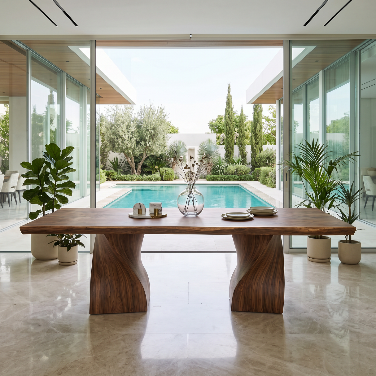 Modern Statement Feast Table For Tropical Dining Space
