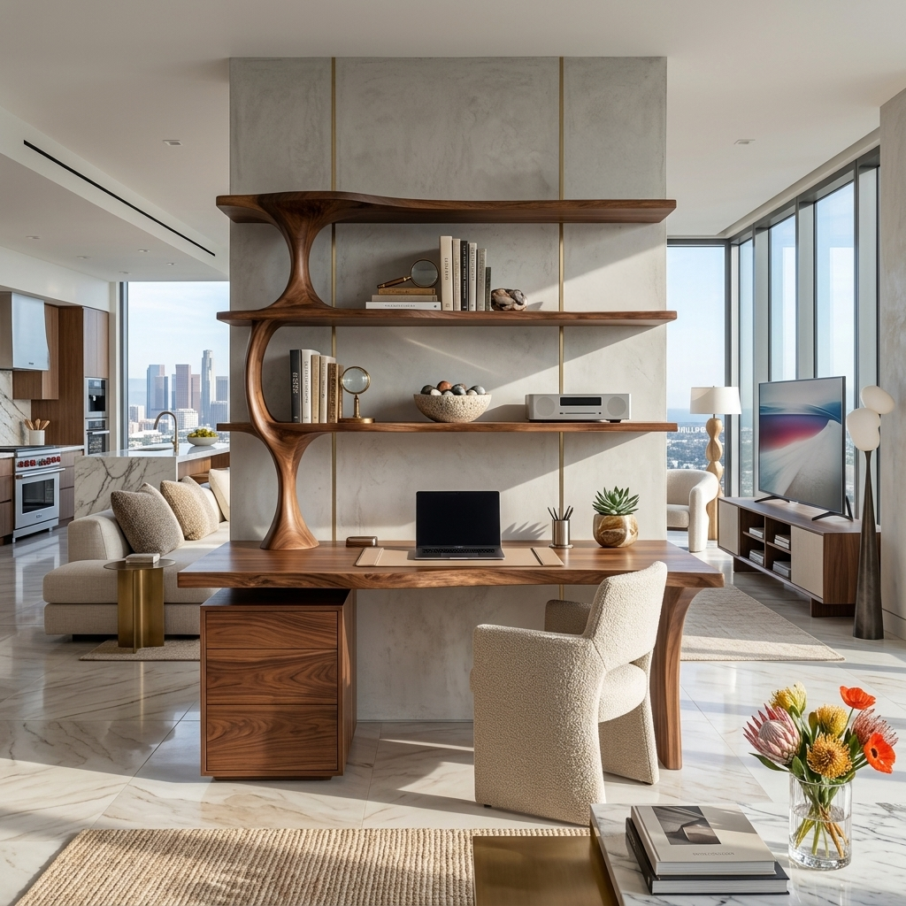 Contemporary Wooden Office Desk With Integrated Drawers For Workspace