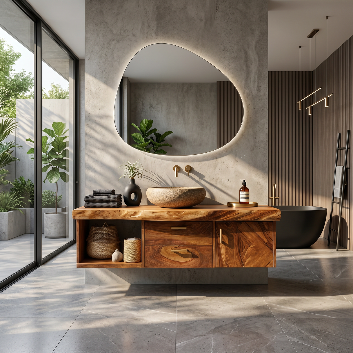 Scandinavian Wood Vanity Boutique Hotel Bathroom