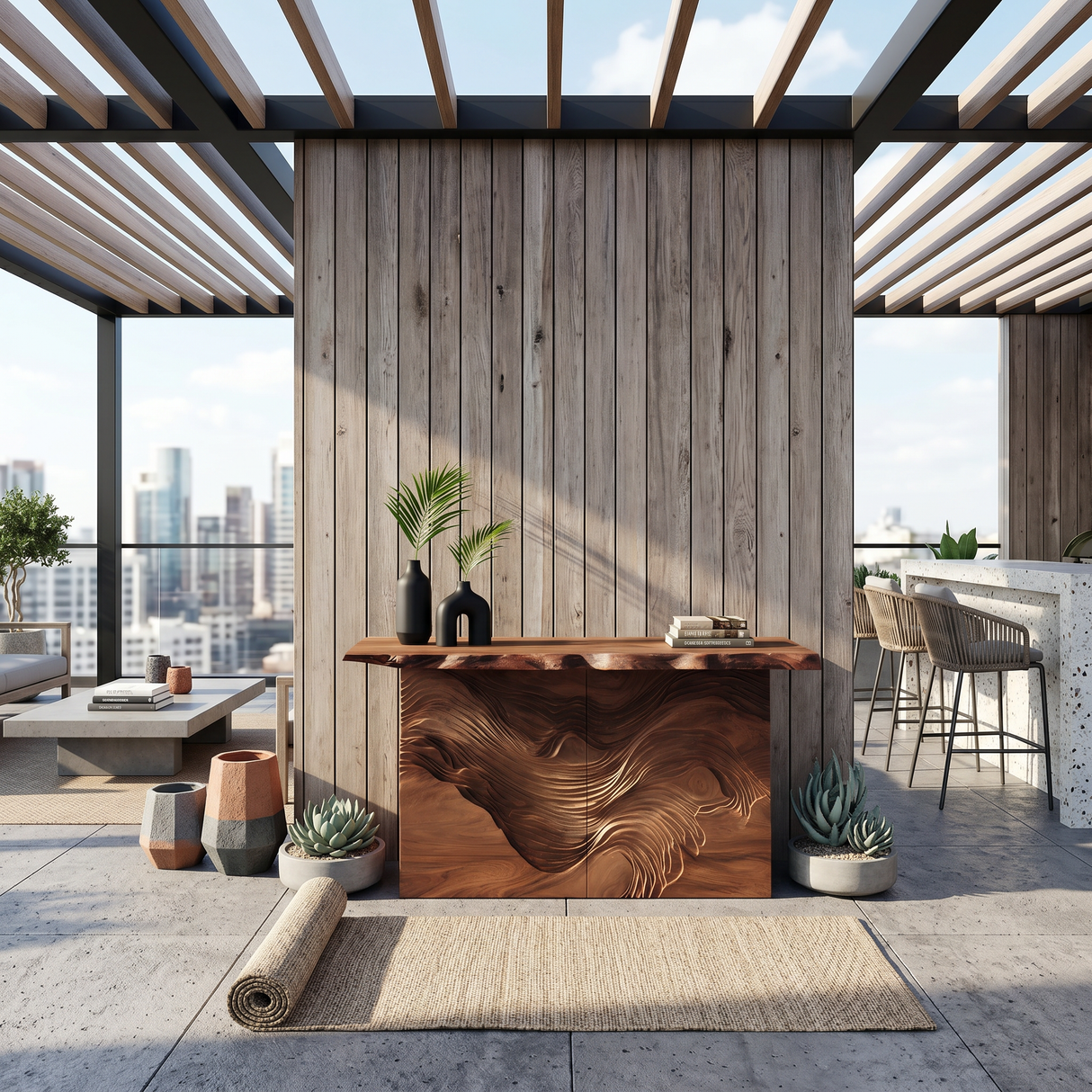 Modern Raw Edge Entry Table For Open Living Interior