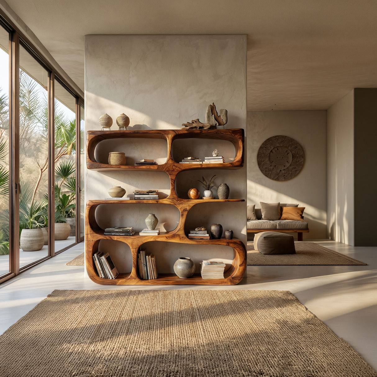 Minimalist Modern Sculptural Bookshelf Living Room Decor