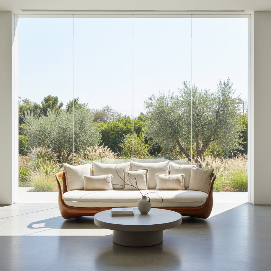 Organic Modern Sculptural Wooden Sofa For Living Room