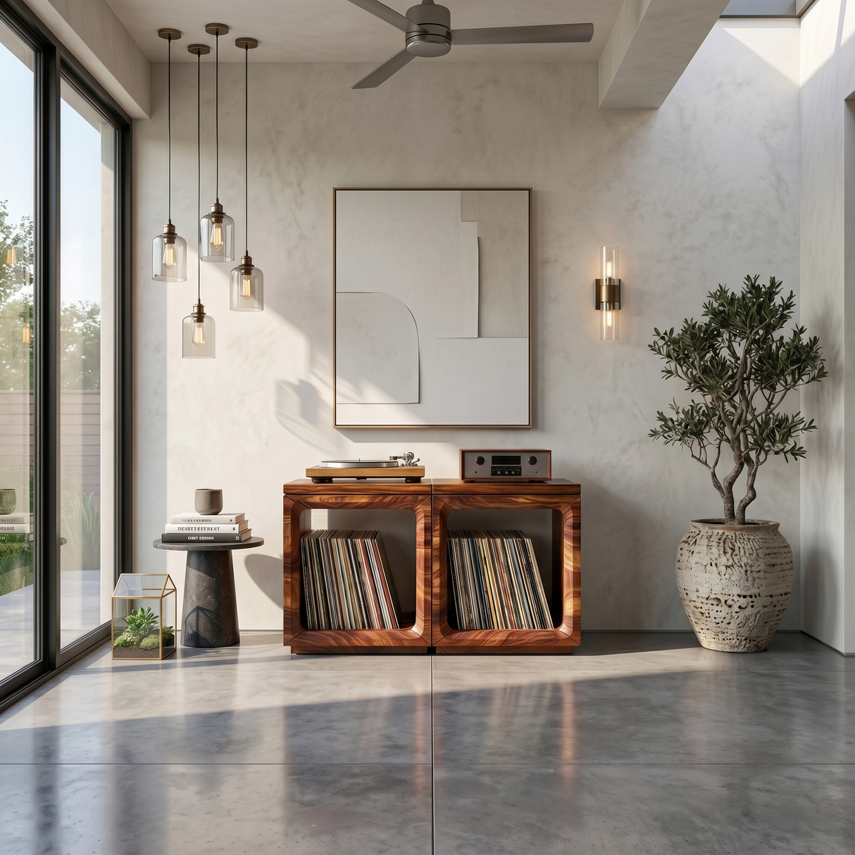 Coastal Minimalist Record Storage Cabinet Beach House