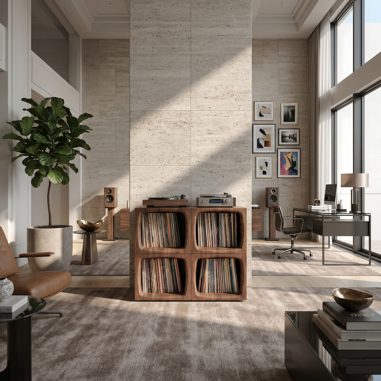 Modern Cube Record Storage Cabinet Luxury Music Room