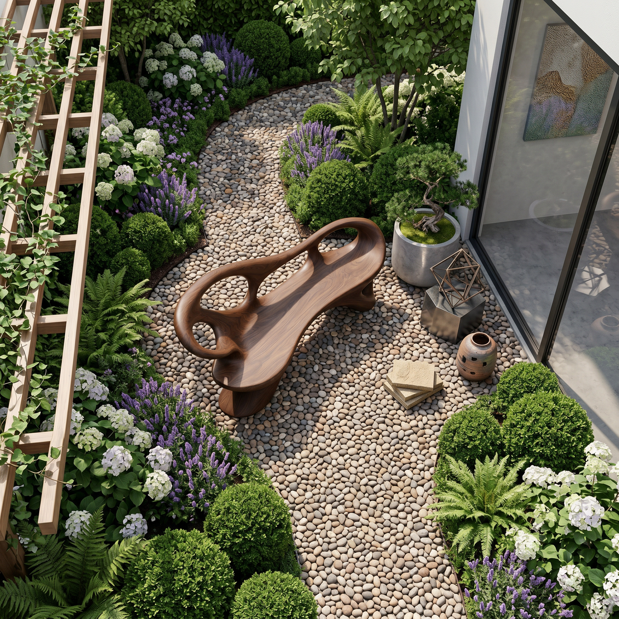 Modern Entryway Bench With Continuous Curved Structure For Modern Living