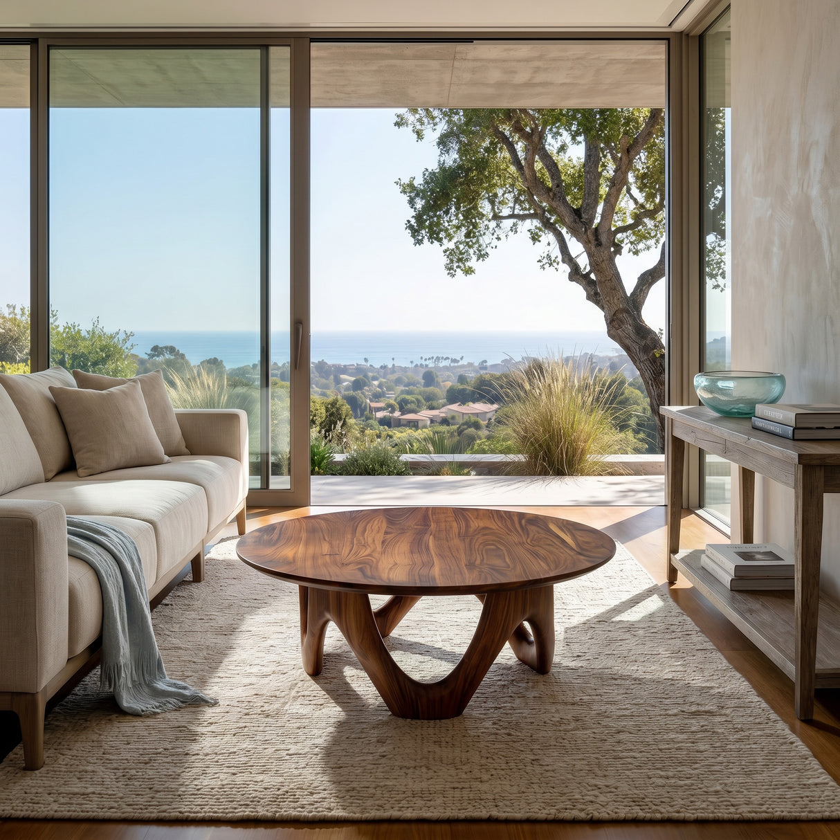 Minimalist Wooden Round Coffee Table For Living Room Decor