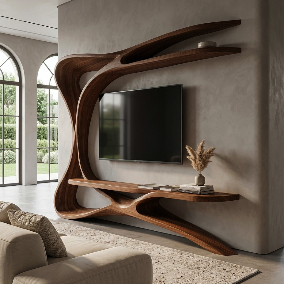 Organic TV Stand With Sculptural Frame For Living Room