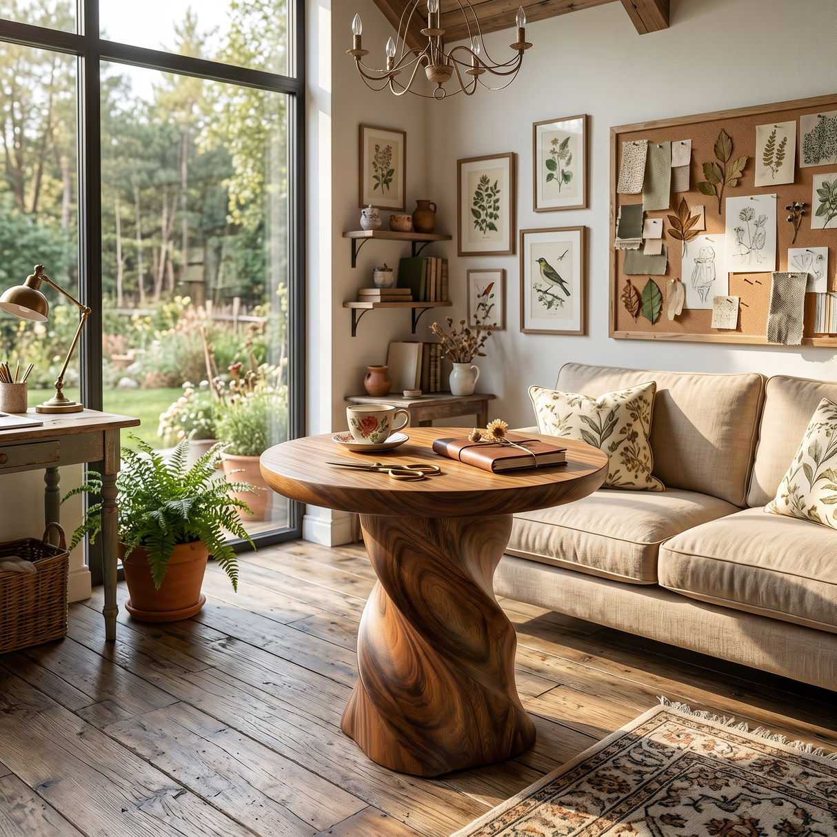Industrial Pedestal Accent Table Loft Apartment