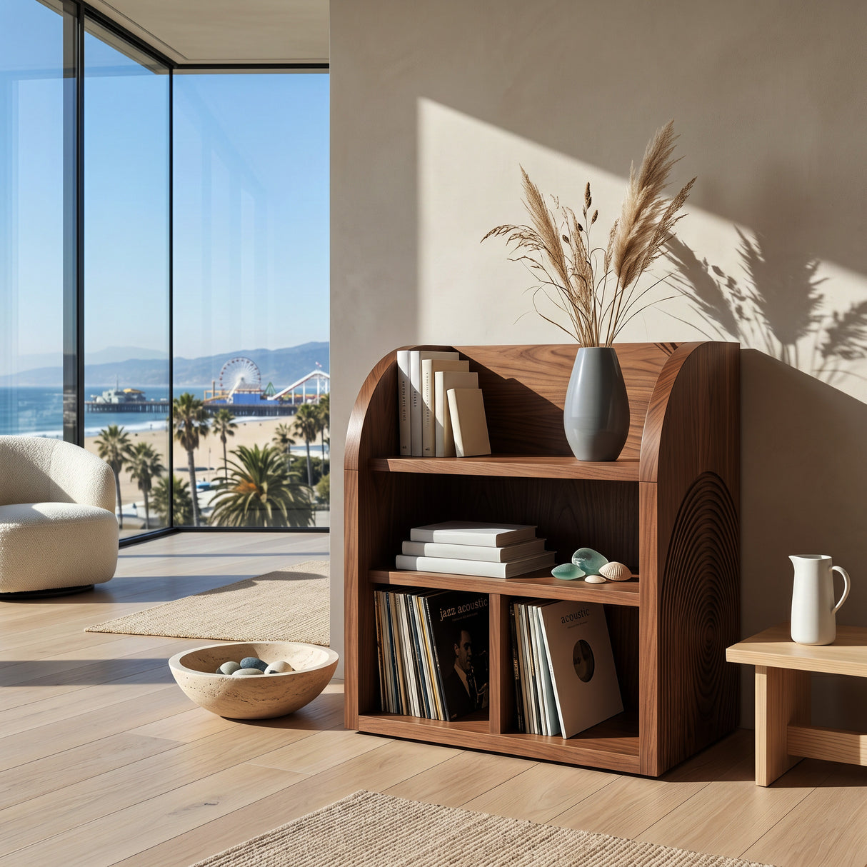 Organic Wooden Magazine Rack With Multi Compartments For Home
