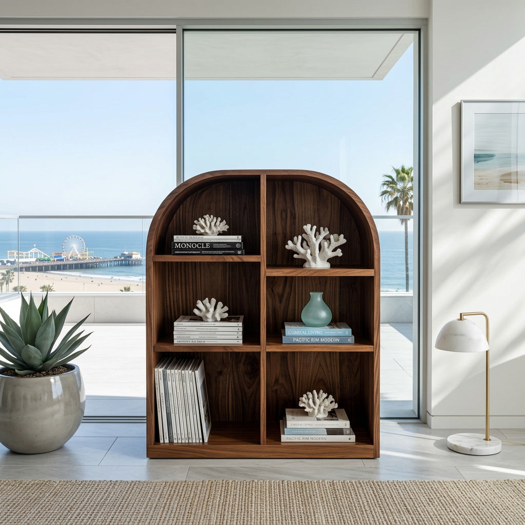 Contemporary Open Wooden Magazine Rack With For Living Room