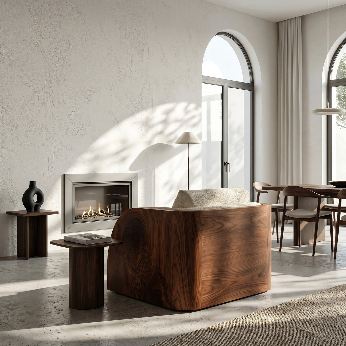 Minimalist Curved Frame Armchair For Contemporary Home