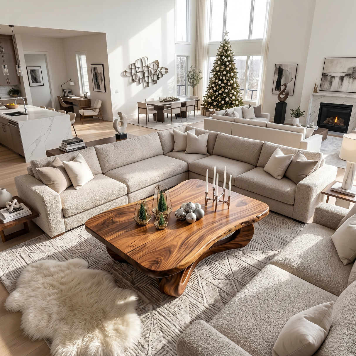 Rustic Wooden Live Edge Coffee Table For Holiday Home Furniture