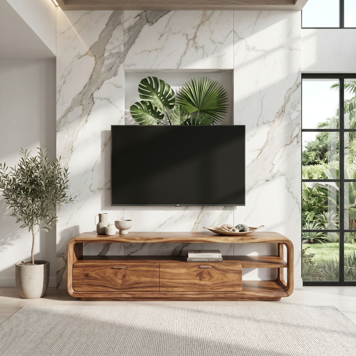 Sculptural Entertainment Console Modern Luxury Living