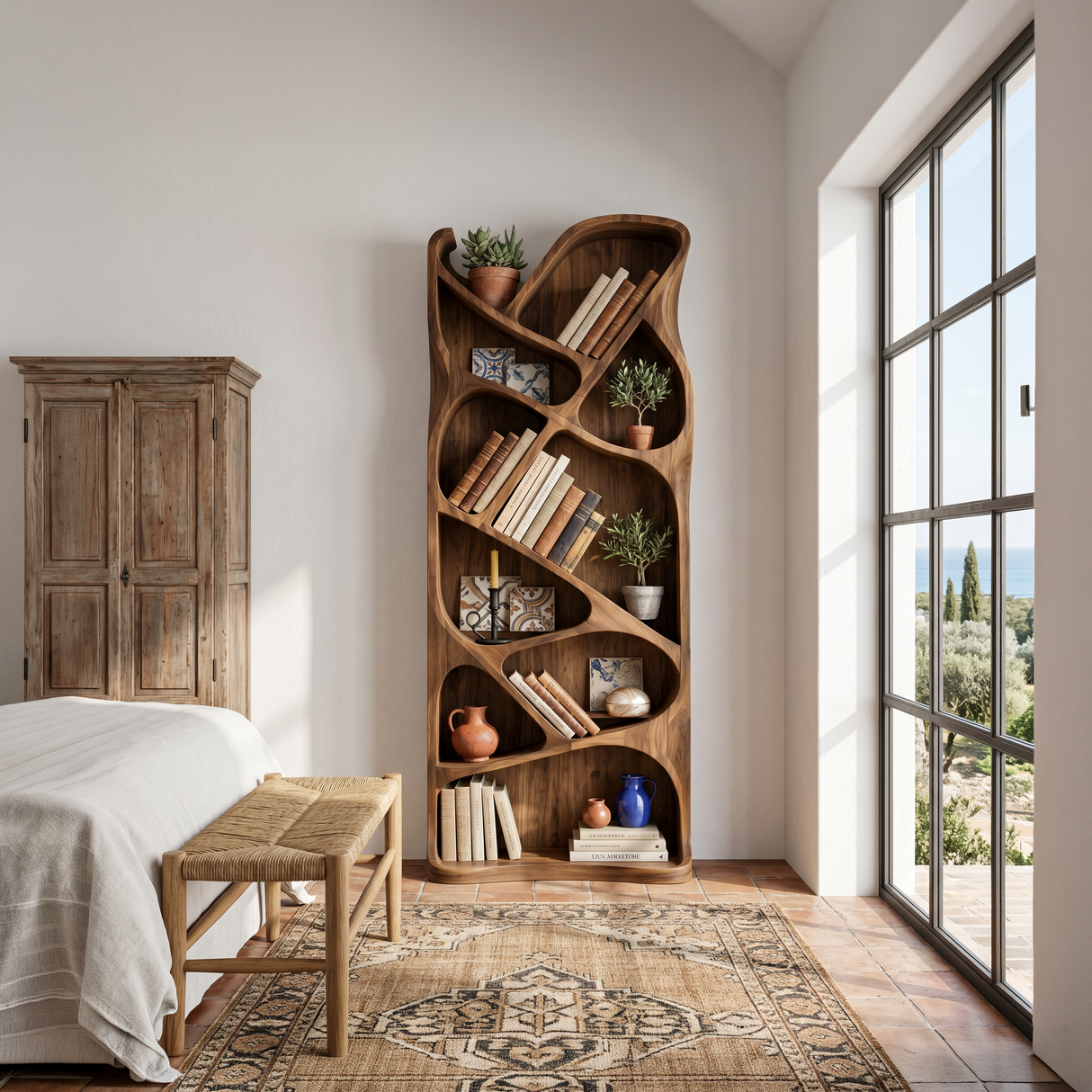 Mid Century Open Bookcase For Modern Interior