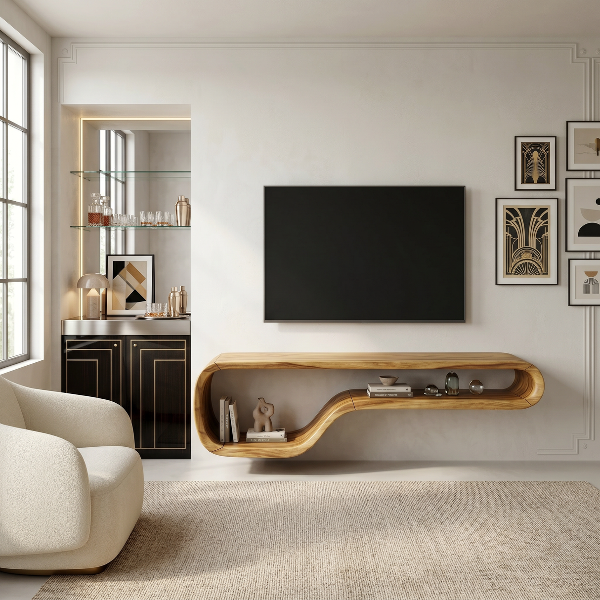 Contemporary Walnut TV Stand For Modern Loft Bedroom