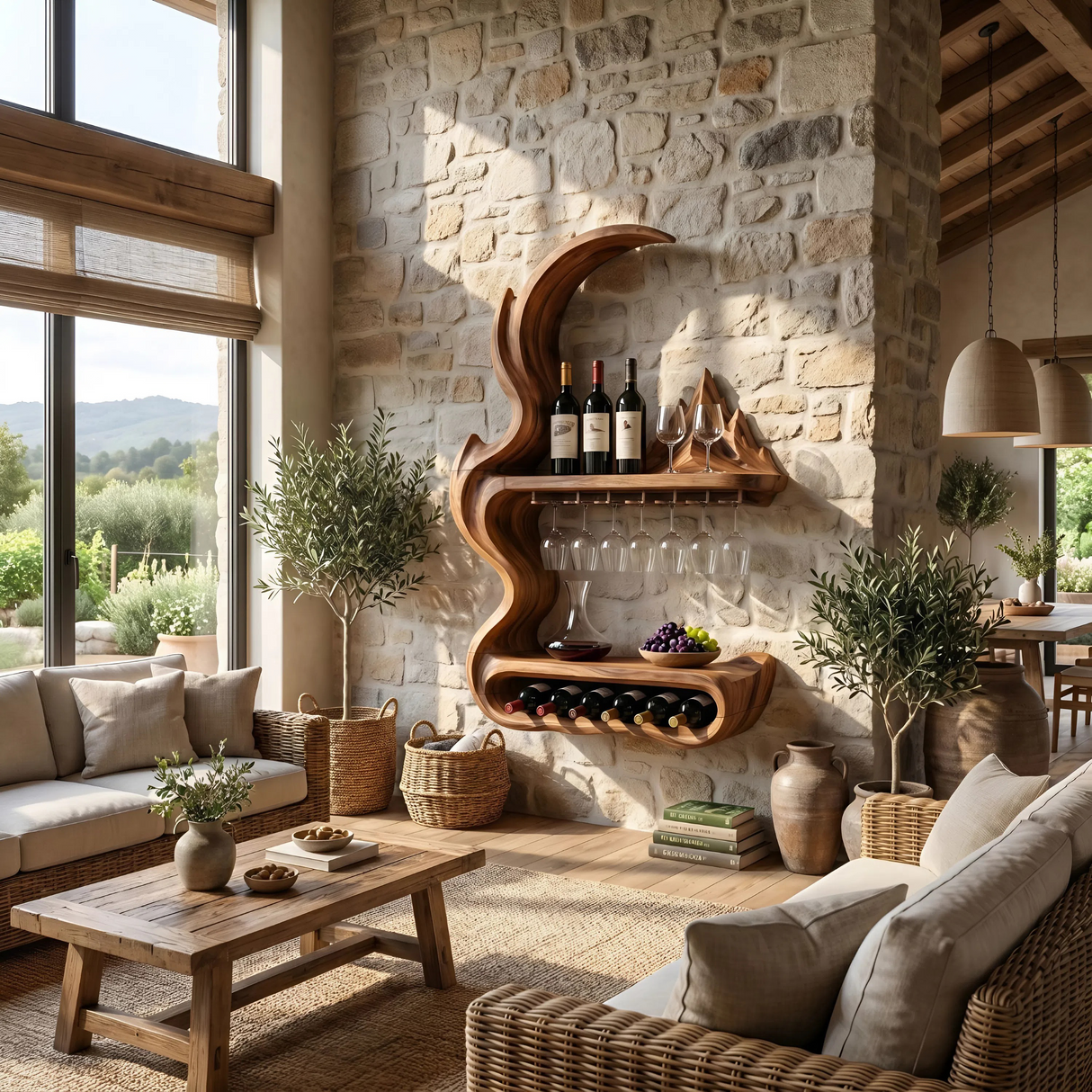 Contemporary Artistic Wine Rack For Open Interior