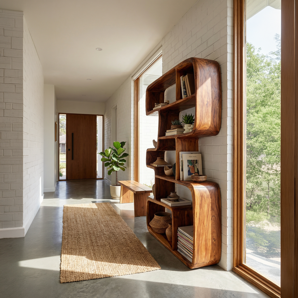 Rustic Farmhouse Geometric Bookshelf Hallway Storage Shelf