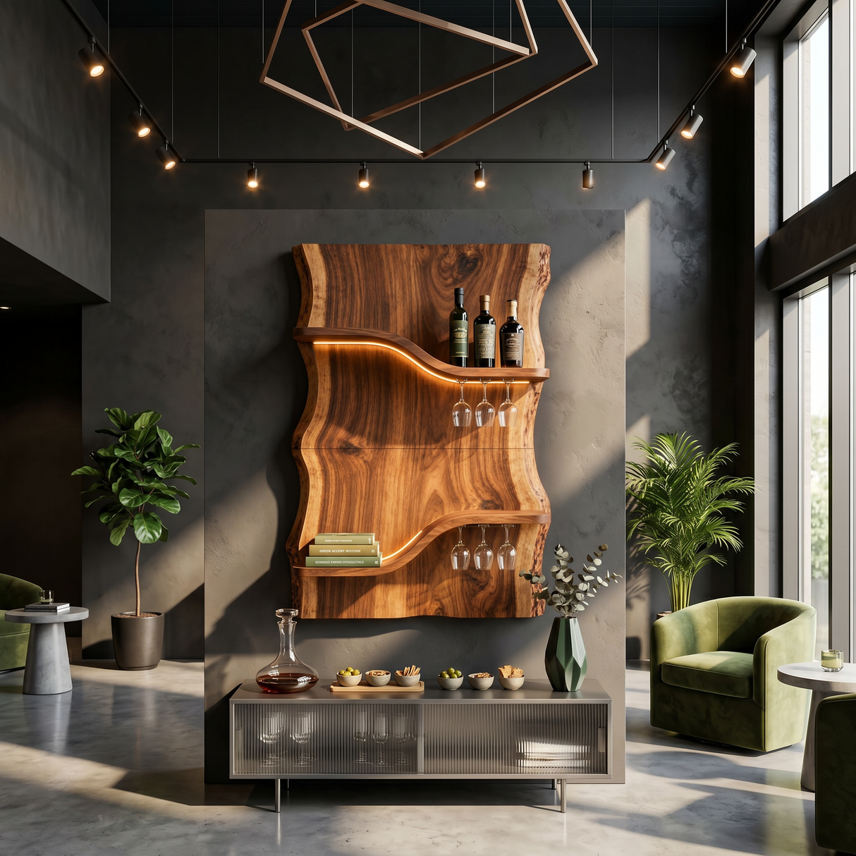 Scandinavian Multi Tier Wine Rack Shelf For Living Room