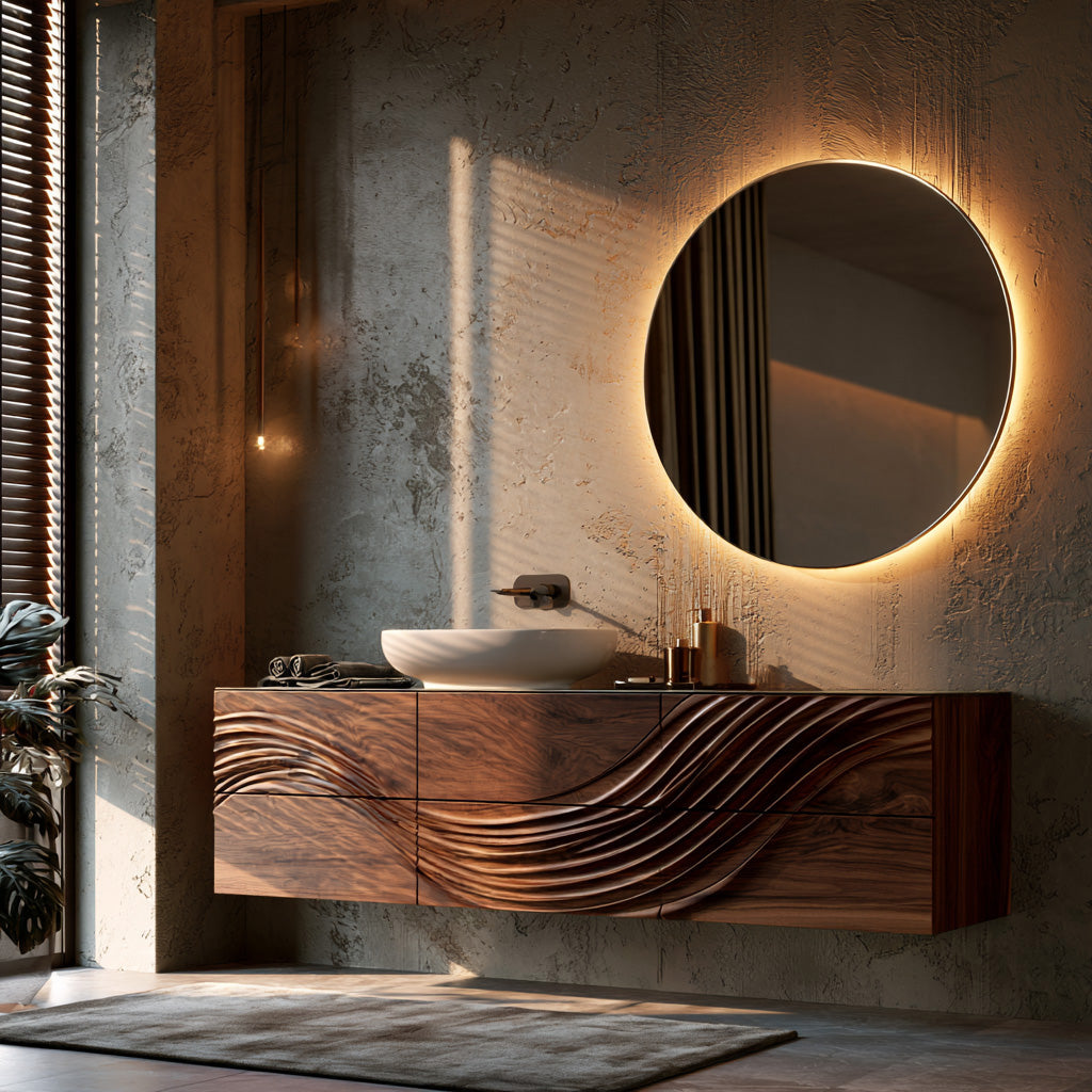 Modern Wave Floating Bathroom Vanity For Master Bathroom