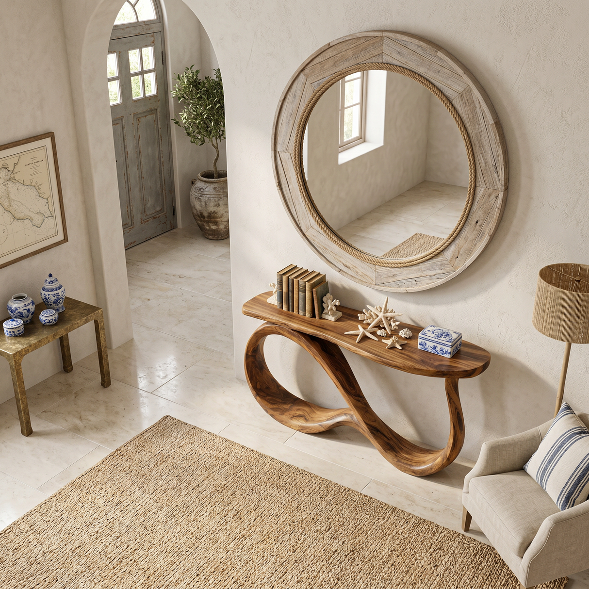 Modern Wooden Console Table With Undulating Legs For Home Decor