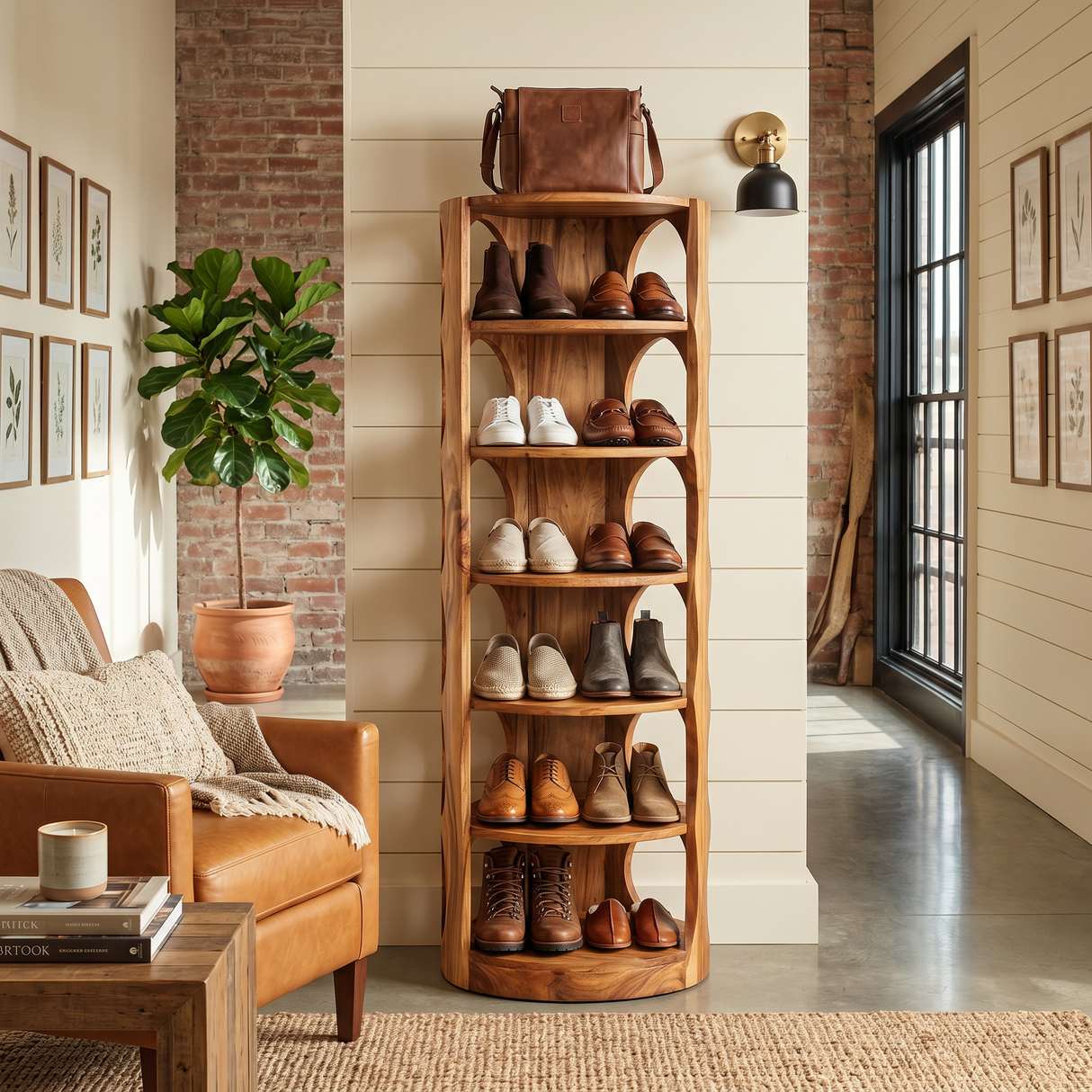Mid Century Vertical Shoe Rack For Hallway Closet Placement