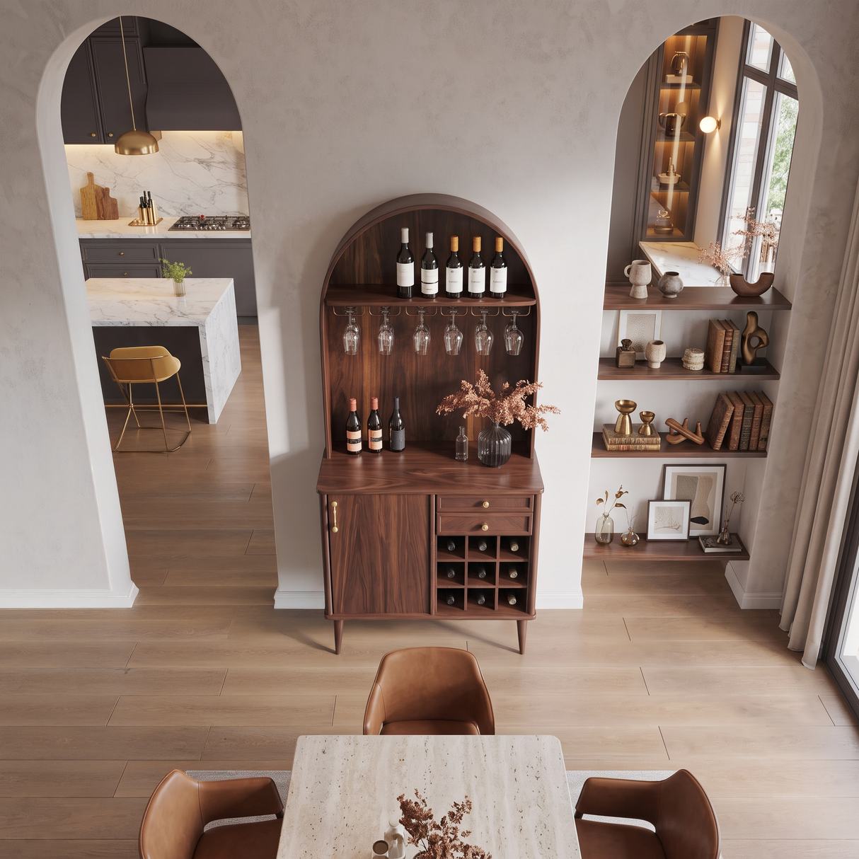 Classic Wine Cabinet With Storage For Dining Room