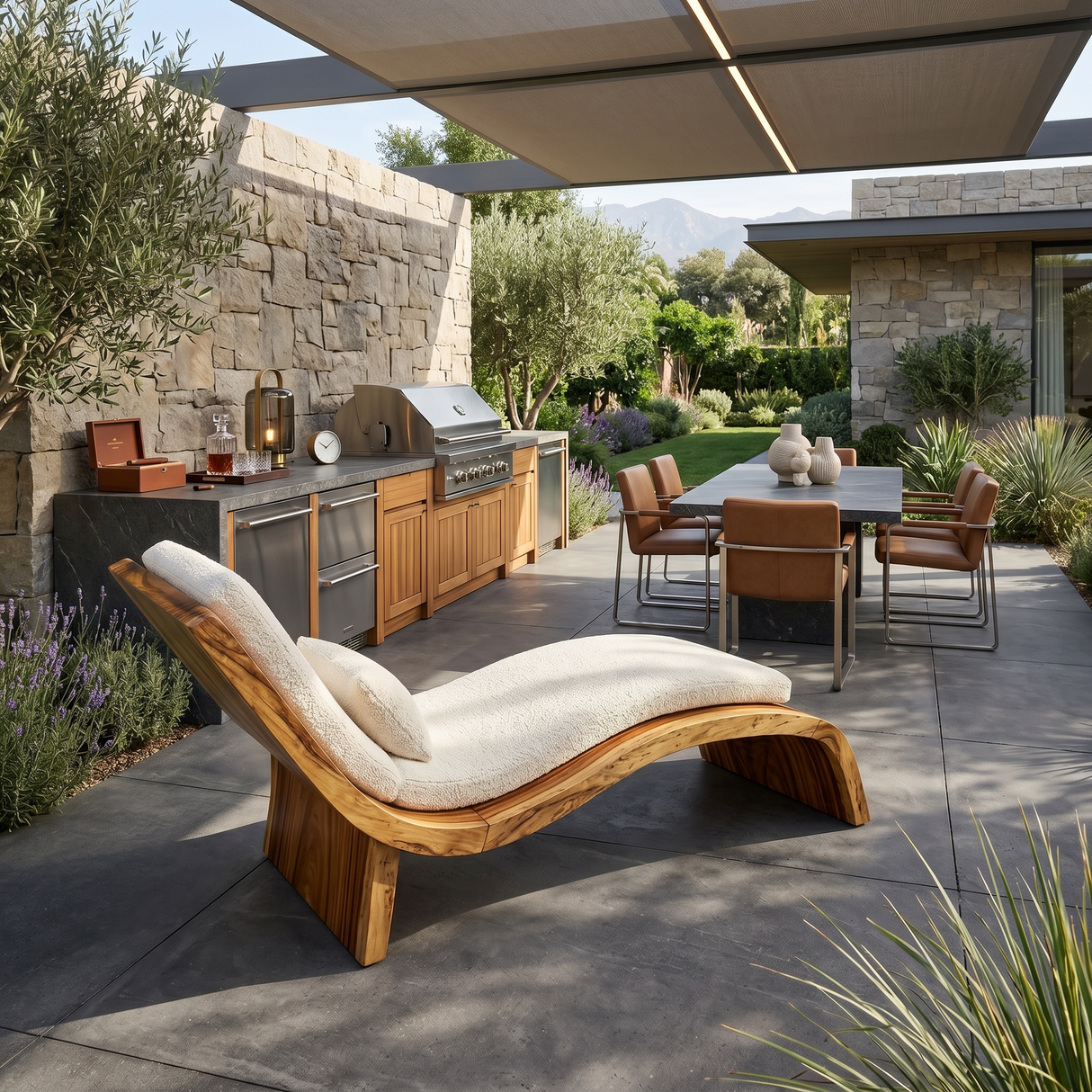 Contemporary Wooden Daybed Indoor Outdoor Luxury Home Furniture