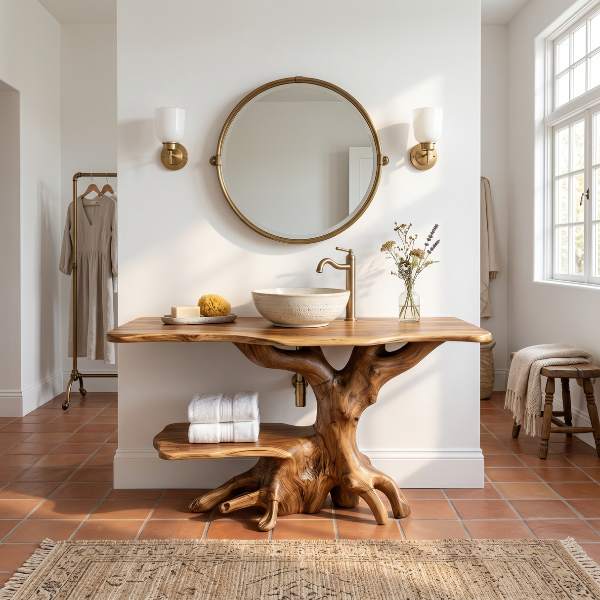 Farmhouse Live Edge Bathroom Vanity Rustic Solid Wood For Bathroom