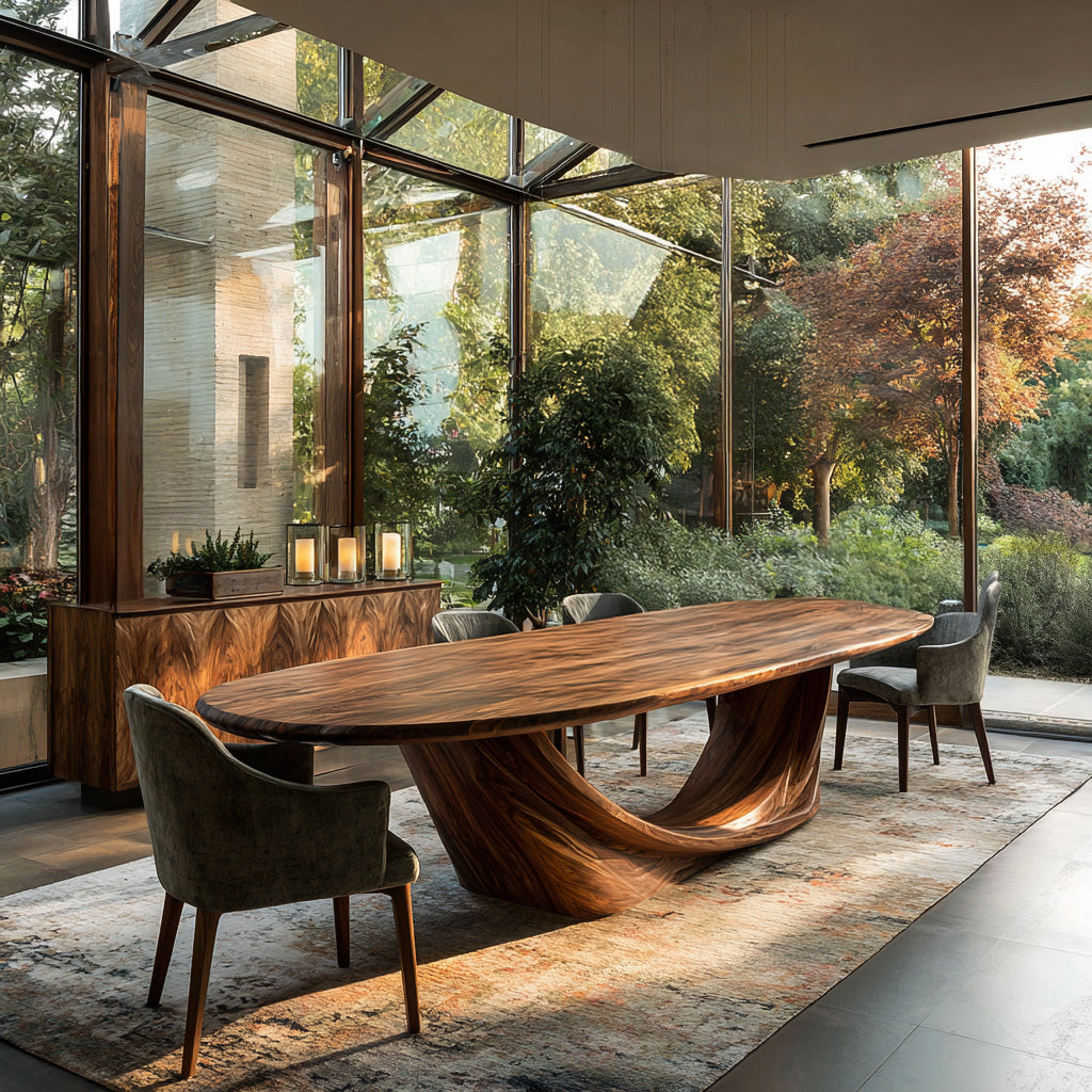 Modern Sculptural Oval Dining Table For Luxury Dining Room