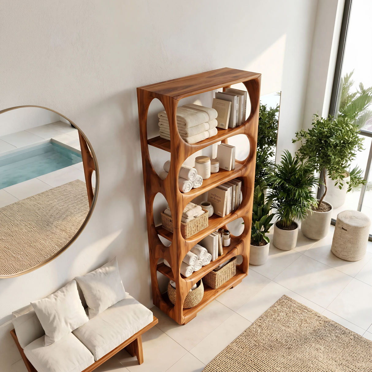Minimalist Artistic Bookcase Storage Organizer For Bedroom Area