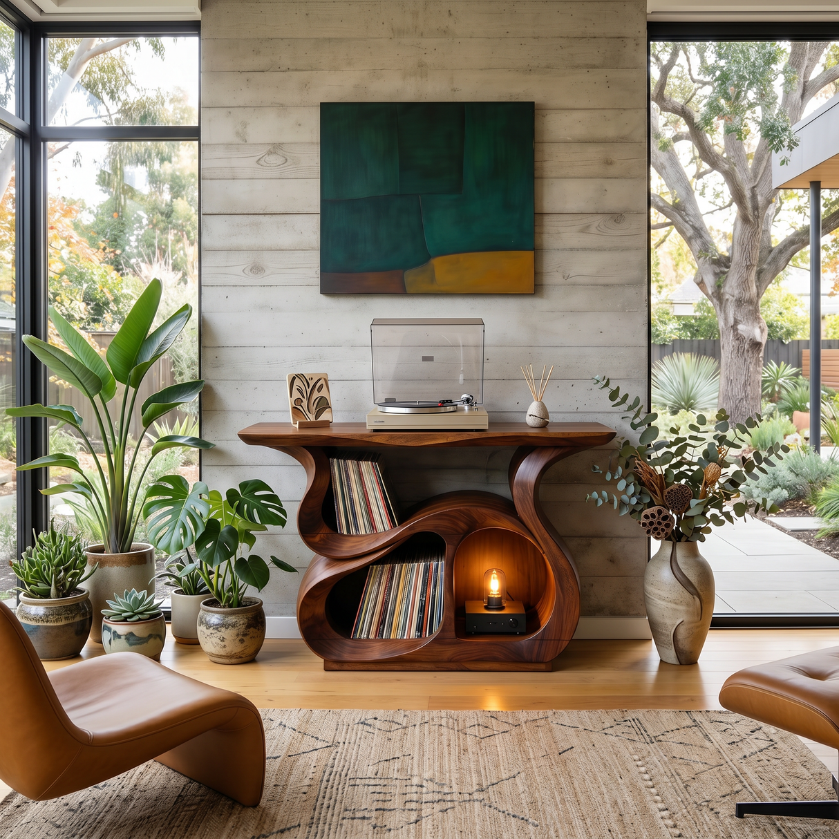 Modern Record Storage Cabinet For Music Lounge Space