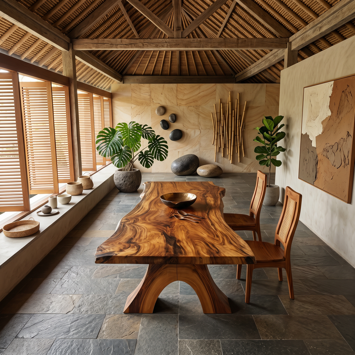 Modern Organic Edge Dining Table For Open Living Space