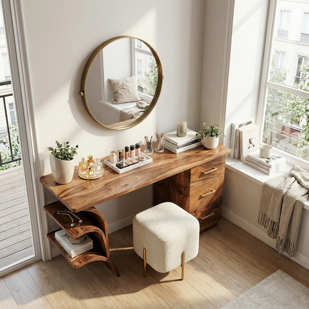 Contemporary Vanity Desk Studio Apartment Makeup Area Dressing Space