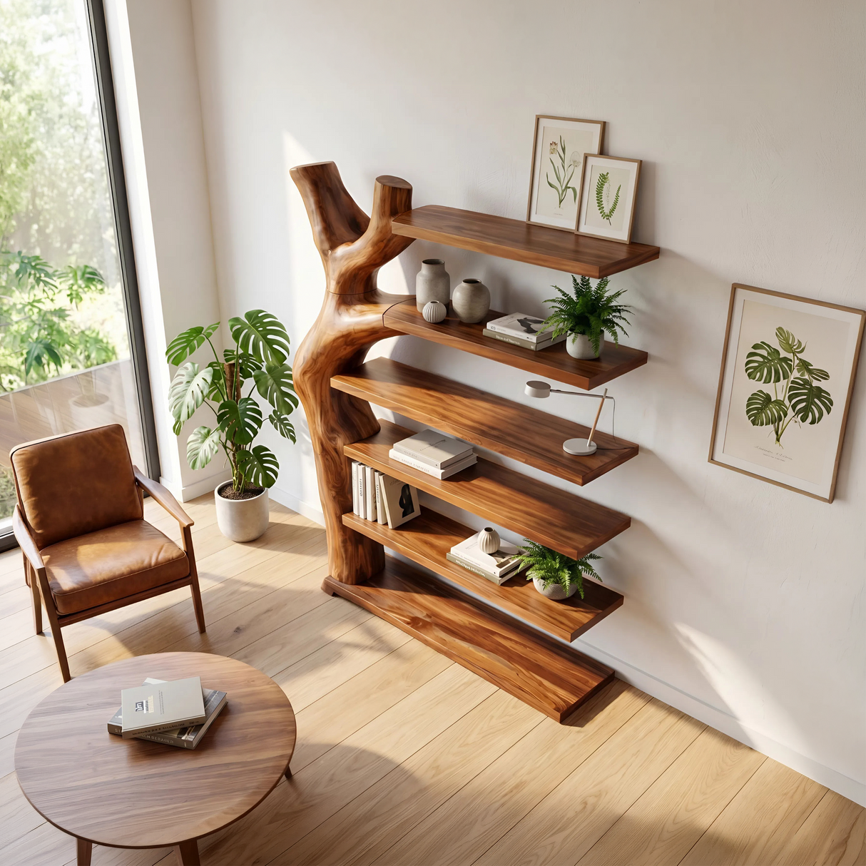 Mid Century Decorative Bookcase Display Organizer For Living Room