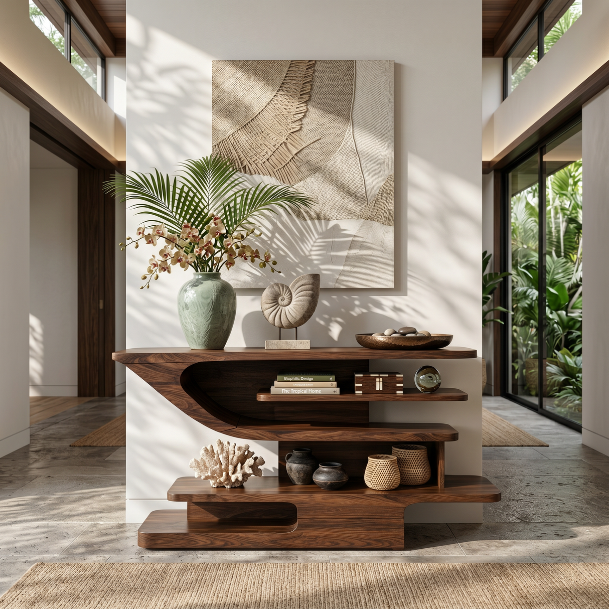 Modern Open Shelf Console Table Luxury Living Room