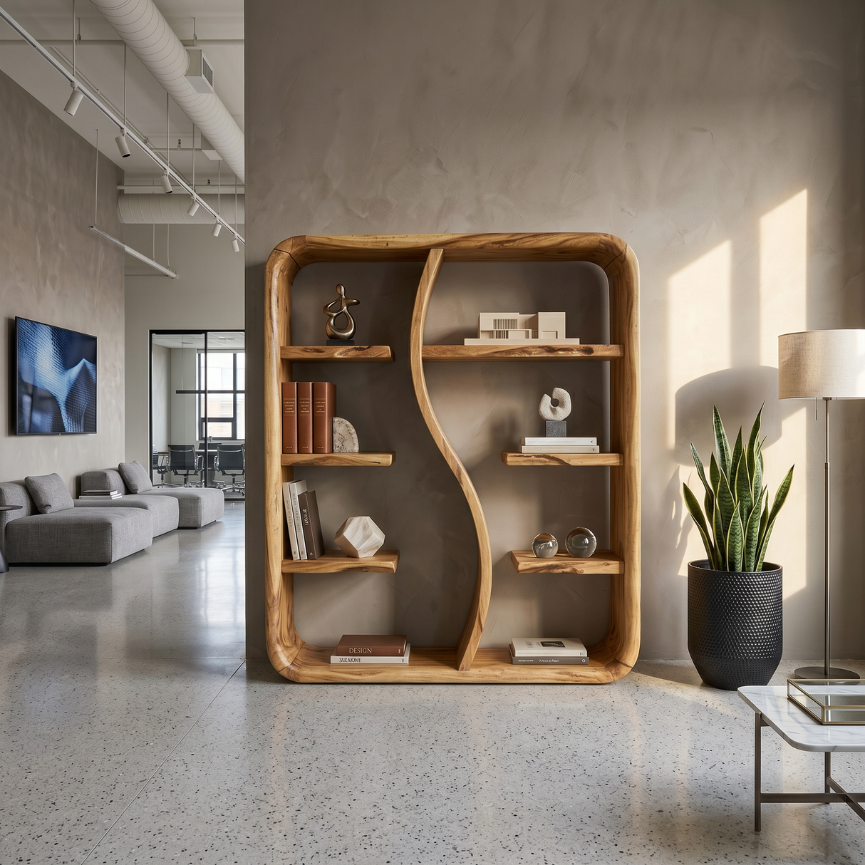 Modern Wooden Storage Bookshelf With Open Shelves
