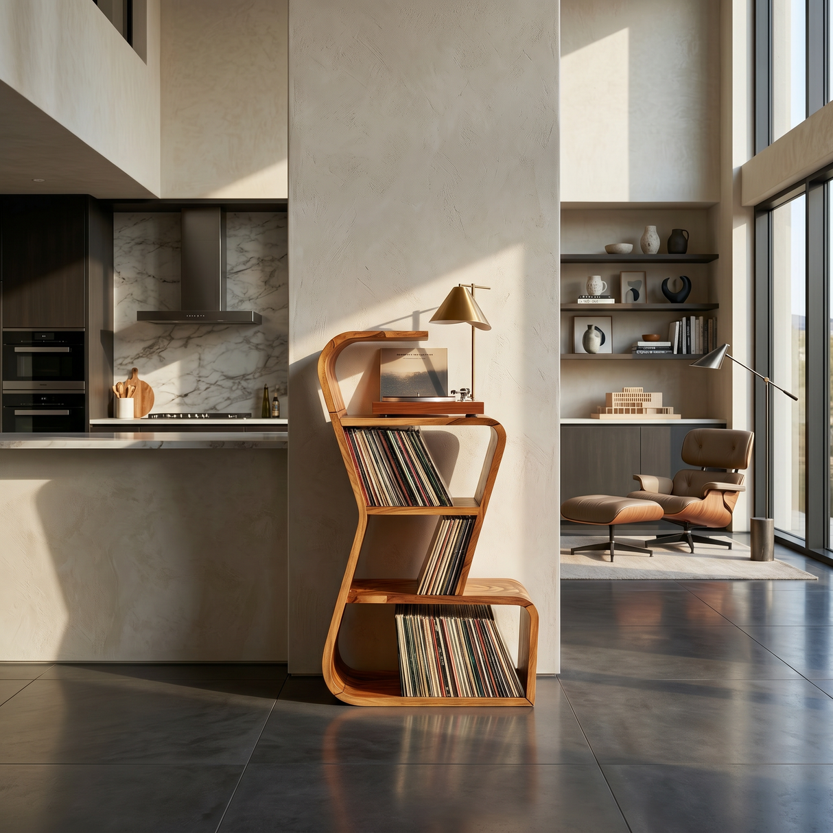 Modern Sculptural Vinyl Record Stand Luxury Residence
