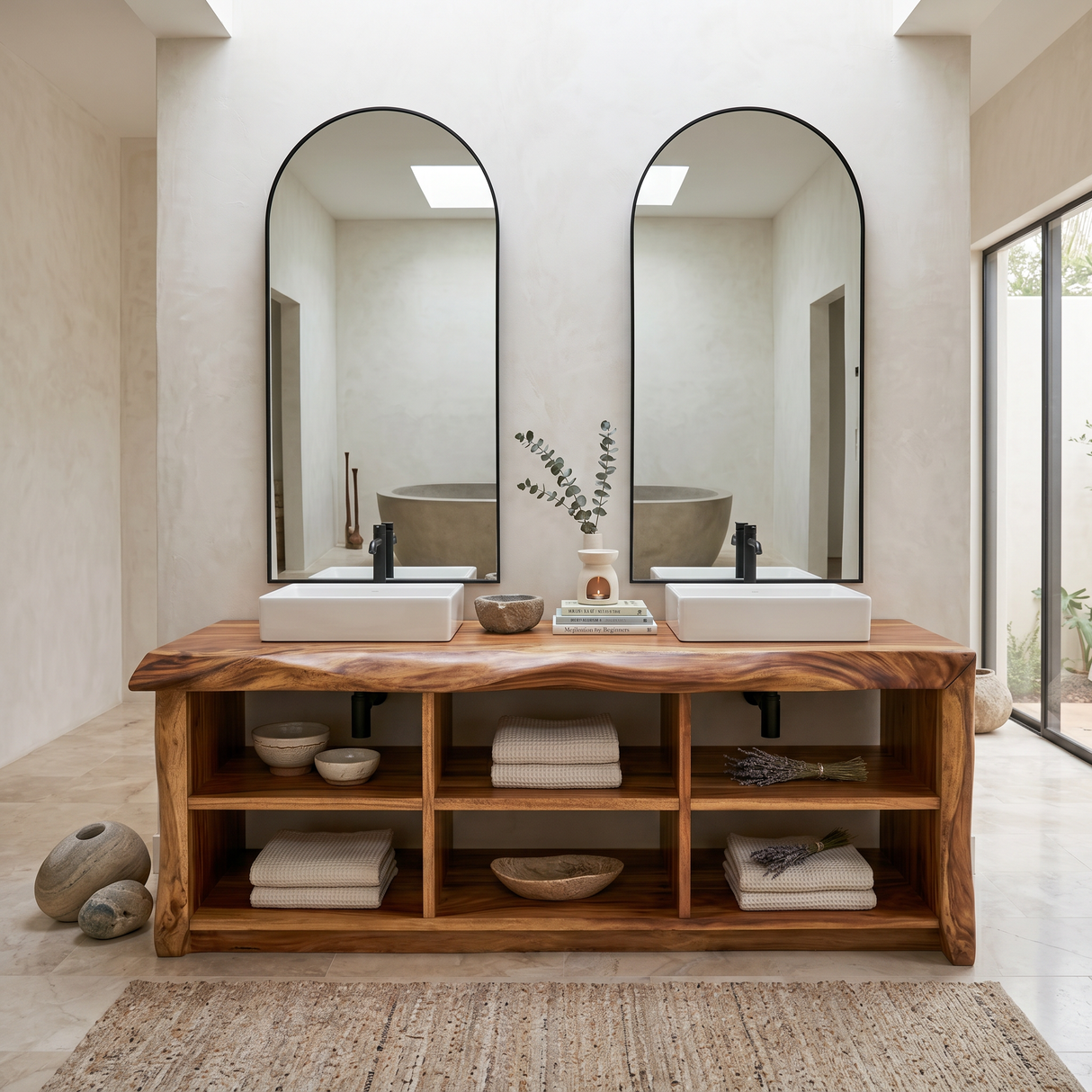 Organic Monkeypod Vanity Unit For Resort Suite
