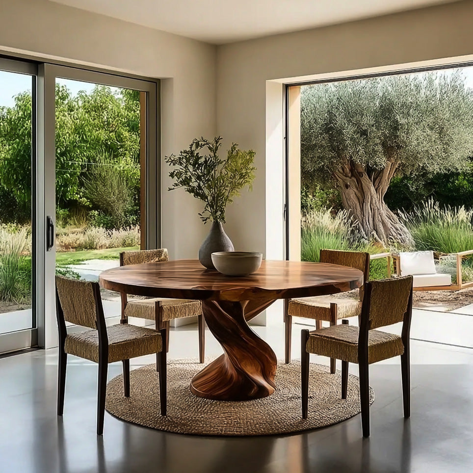 Luxury Twisted Pedestal Dining Table For Dining Room