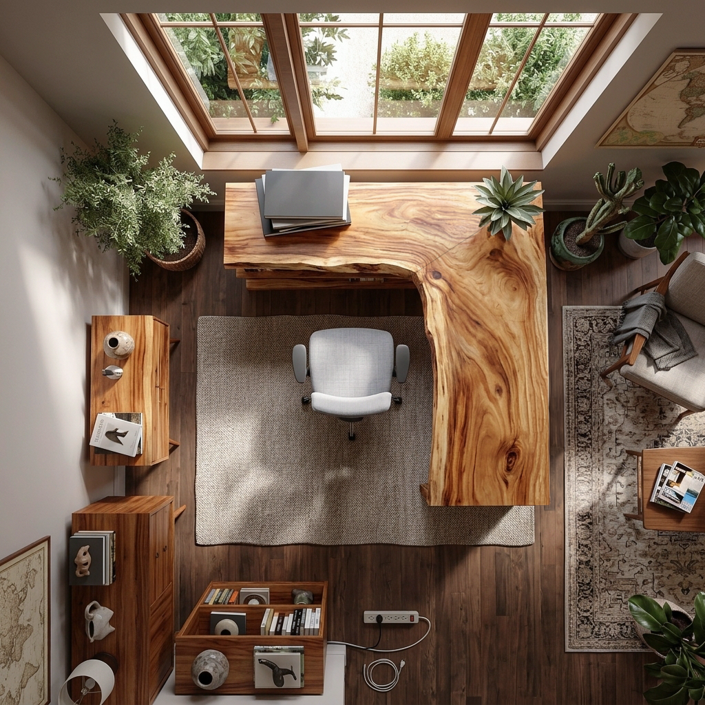 Wooden Desk With Storage Design For Home Workspace