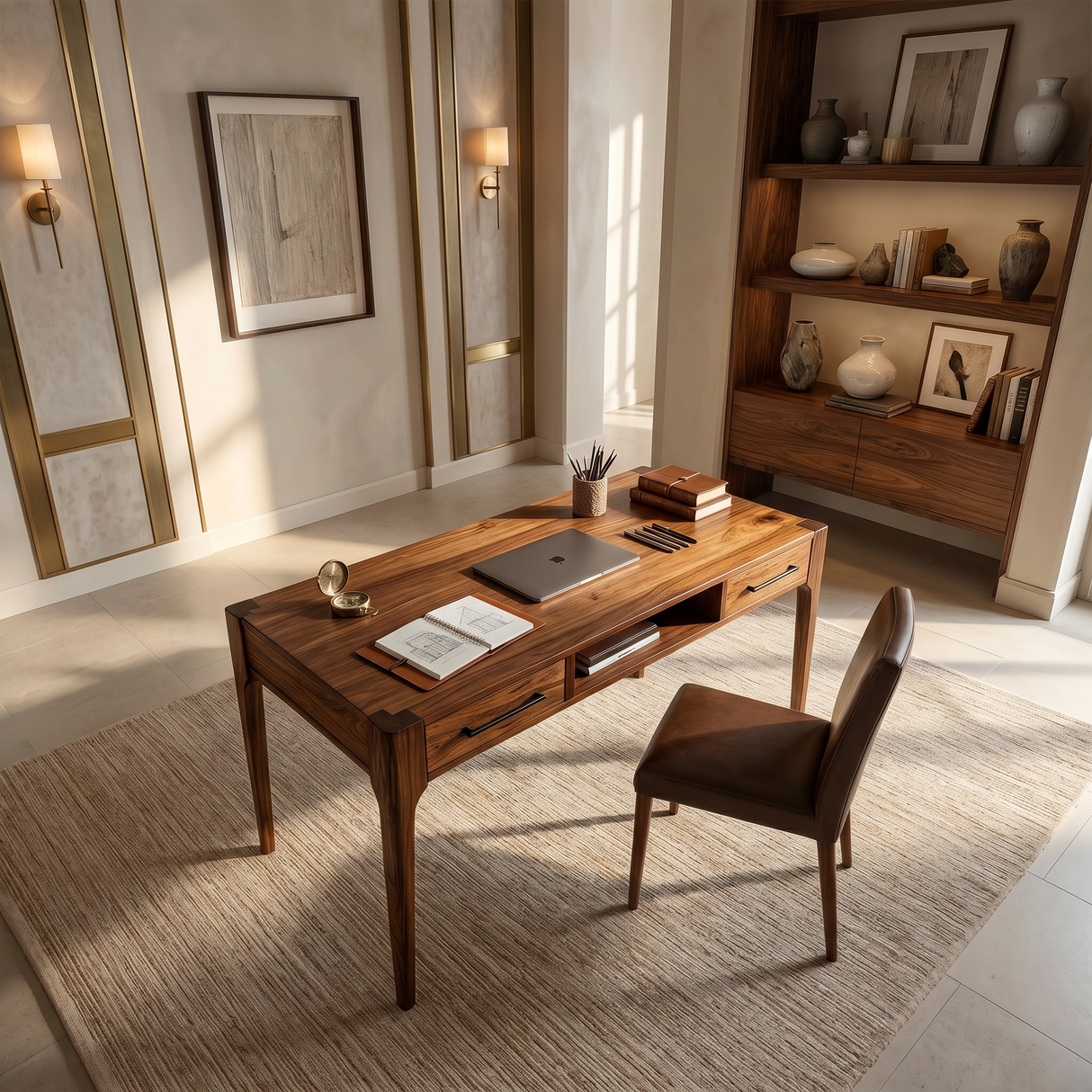Contemporary Writing Desk With Slim Drawers For Study Room