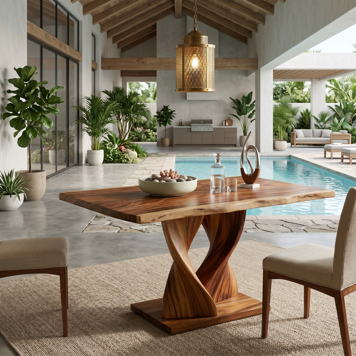 Boho Rectangular Feast Table For Coastal Dining Room
