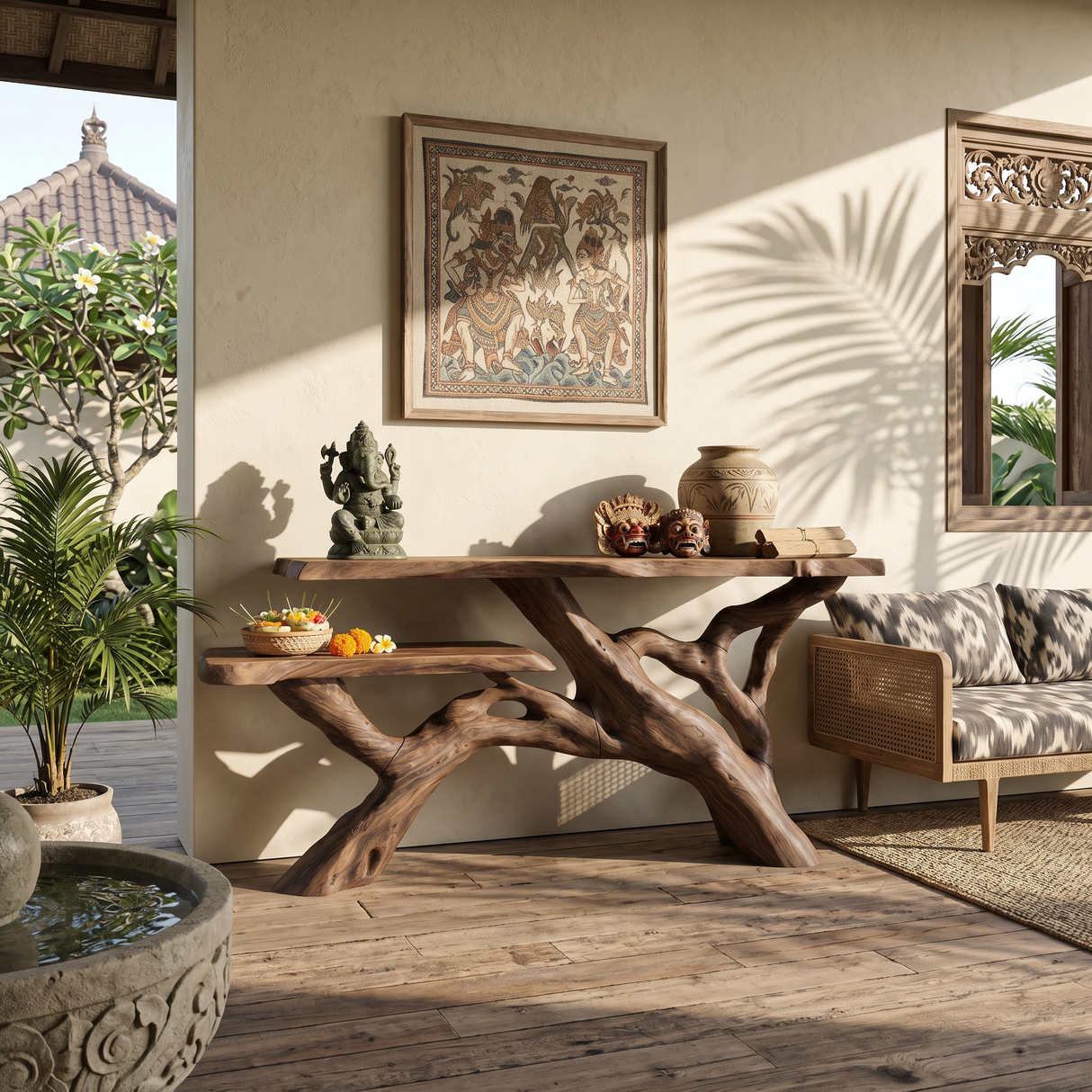 Garden Natural Wood Entryway Bench Table For Room Styling