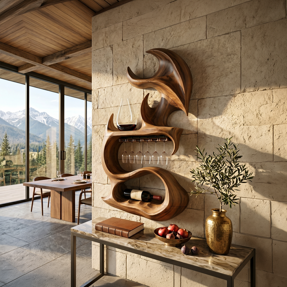 Modern Sculptural Bottle Display For Living Space