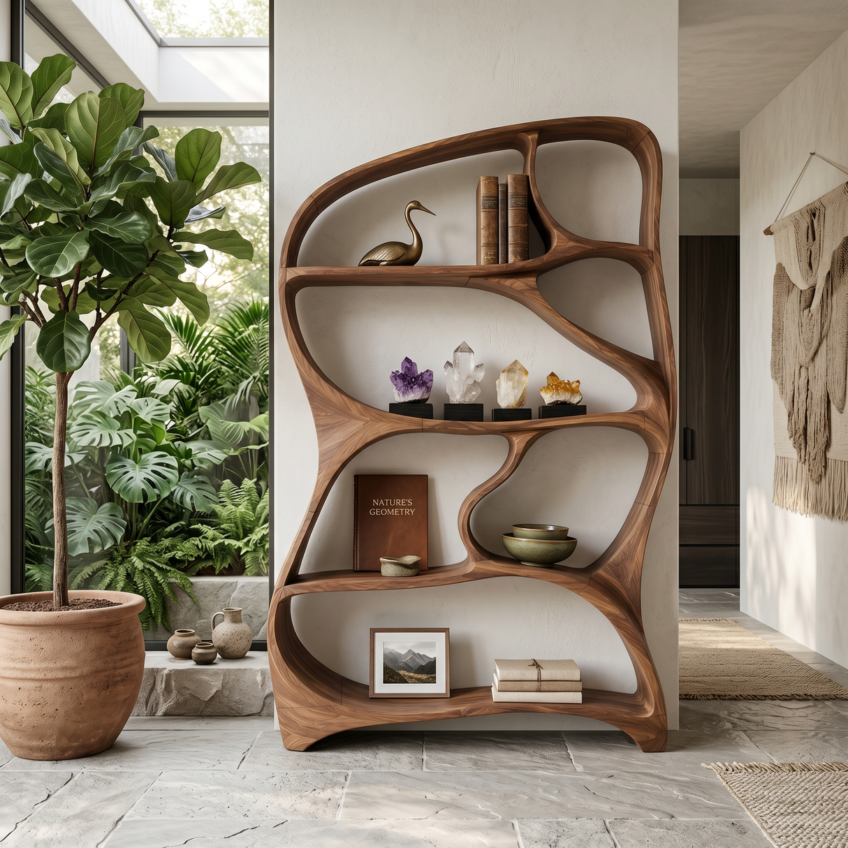 Organic Wall Bookcase For Contemporary Living Room